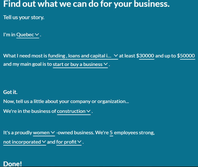 financing questionnaire for starting your own business 